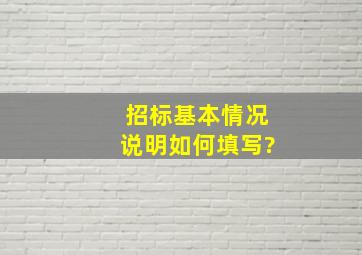 招标基本情况说明如何填写?