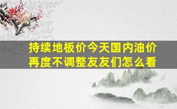 持续地板价今天国内油价再度不调整友友们怎么看(