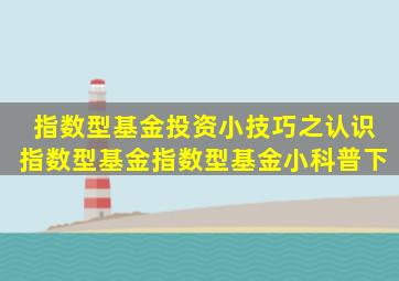 指数型基金投资小技巧之认识指数型基金,指数型基金小科普下