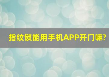 指纹锁能用手机APP开门嘛?