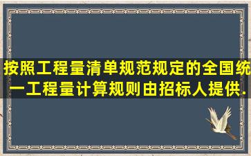 按照工程量清单规范规定的全国统一工程量计算规则,由招标人提供...