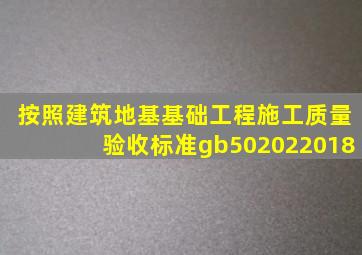 按照建筑地基基础工程施工质量验收标准gb502022018