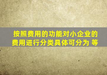 按照费用的功能对小企业的费用进行分类,具体可分为( )等。