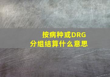 按病种或DRG分组结算什么意思