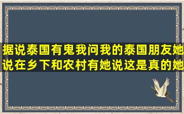 据说泰国有鬼,我问我的泰国朋友她说在乡下和农村有,她说这是真的,她...