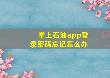 掌上石油app登录密码忘记怎么办(