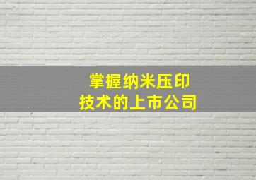 掌握纳米压印技术的上市公司