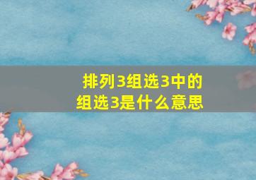 排列3组选3中的组选3是什么意思