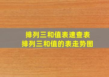 排列三和值表速查表排列三和值的表走势图(