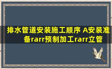 排水管道安装施工顺序( )。A安装准备→预制加工→立管安装→干管...