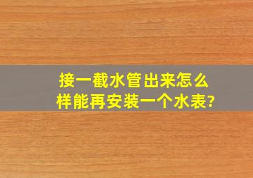 接一截水管出来,怎么样能再安装一个水表?