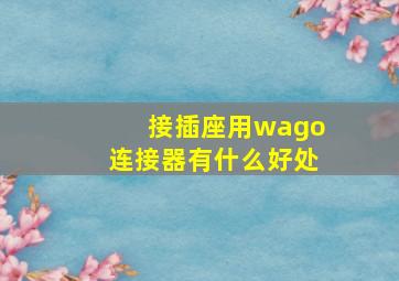 接插座用wago连接器有什么好处