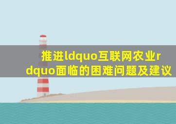 推进“互联网农业”面临的困难问题及建议