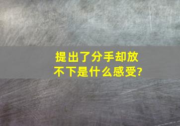 提出了分手却放不下是什么感受?