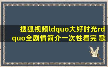 搜狐视频“大好时光”全剧情简介一次性看完 歌曲是什么名是谁唱的