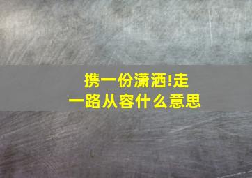 携一份潇洒!走一路从容什么意思(