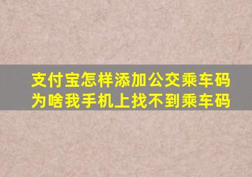 支付宝怎样添加公交乘车码为啥我手机上找不到乘车码(