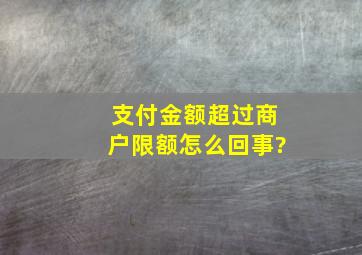 支付金额超过商户限额怎么回事?