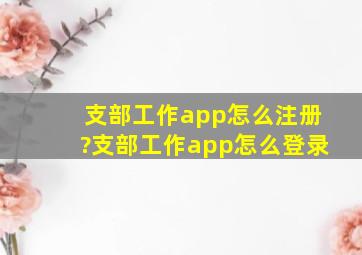 支部工作app怎么注册?支部工作app怎么登录