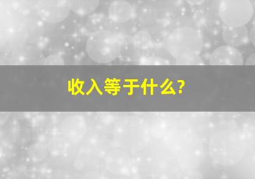 收入等于什么?