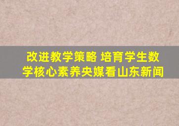 改进教学策略 培育学生数学核心素养央媒看山东新闻