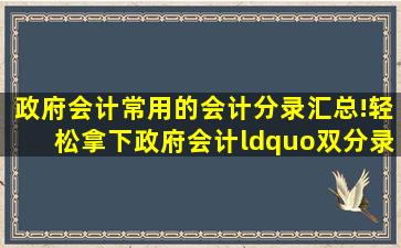 政府会计常用的会计分录汇总!轻松拿下政府会计“双分录”! 