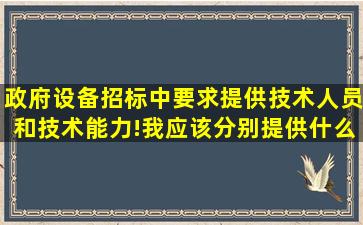 政府设备招标中,要求提供技术人员和技术能力!我应该分别提供什么...