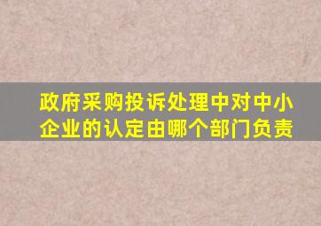 政府采购投诉处理中对中小企业的认定由哪个部门负责