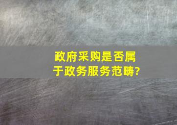 政府采购是否属于政务服务范畴?