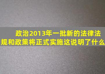 政治2013年一批新的法律法规和政策将正式实施这说明了什么