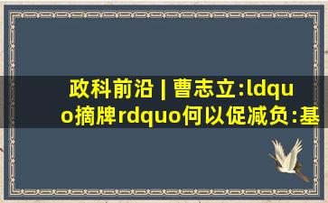 政科前沿 | 曹志立:“摘牌”何以促减负:基层形式主义整治的组织...