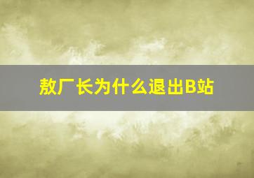 敖厂长为什么退出B站