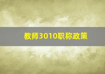 教师3010职称政策