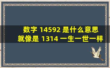 数字 14592 是什么意思 就像是 1314 (一生一世)一样的 跪求