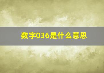 数字036是什么意思