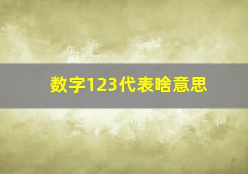 数字123代表啥意思