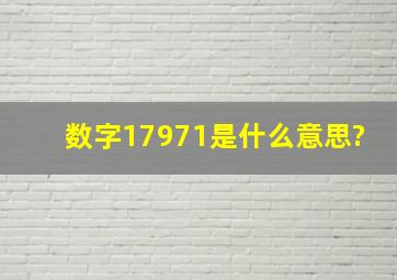 数字17971是什么意思?