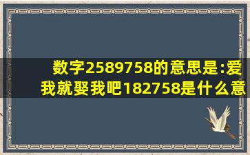 数字2589758的意思是:爱我就娶我吧,182758是什么意思呢