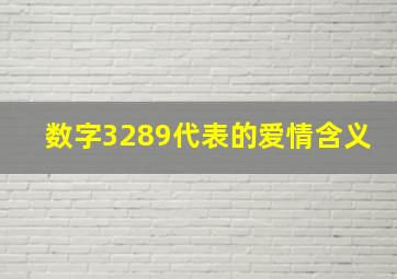 数字3289代表的爱情含义