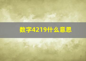 数字4219什么意思