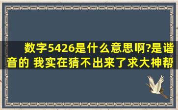 数字5426是什么意思啊?是谐音的 我实在猜不出来了。。求大神帮助啊!