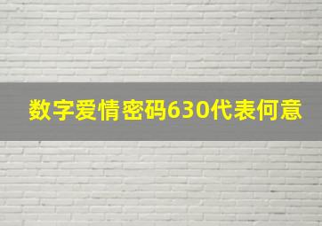 数字爱情密码630代表何意