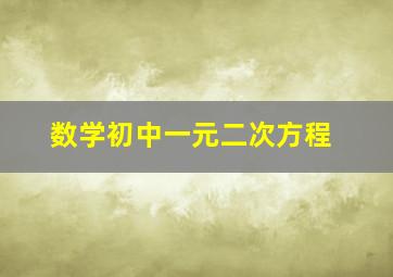 数学初中一元二次方程