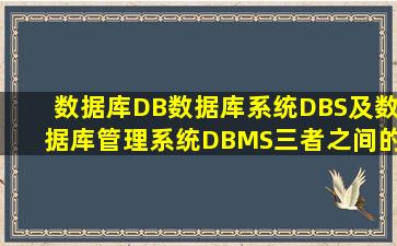 数据库(DB)、数据库系统(DBS)及数据库管理系统(DBMS)三者之间的...