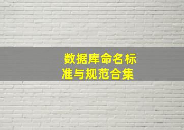 数据库命名标准与规范合集 