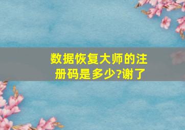 数据恢复大师的注册码是多少?谢了