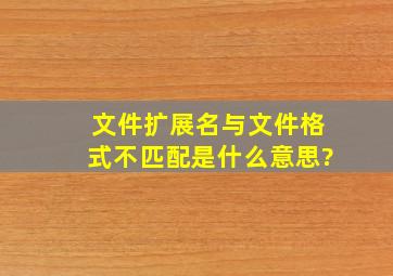 文件扩展名与文件格式不匹配是什么意思?