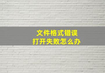 文件格式错误,打开失败怎么办