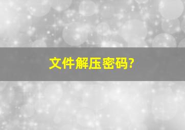 文件解压密码?