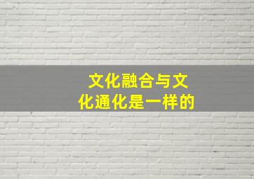 文化融合与文化通化是一样的。